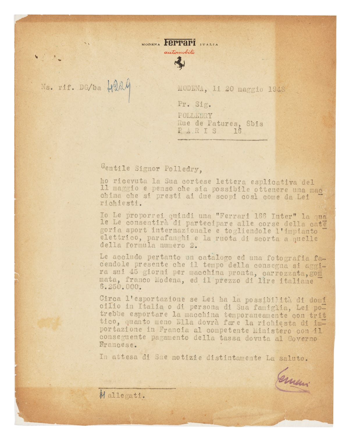 When Ferrari was a small workshop and Enzo answered his first clients himself