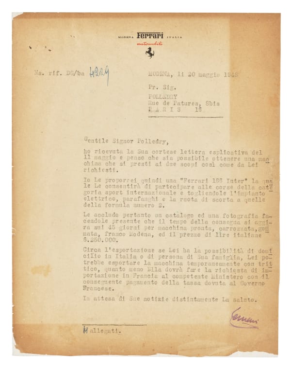 When Ferrari was a small workshop and Enzo answered his first clients himself